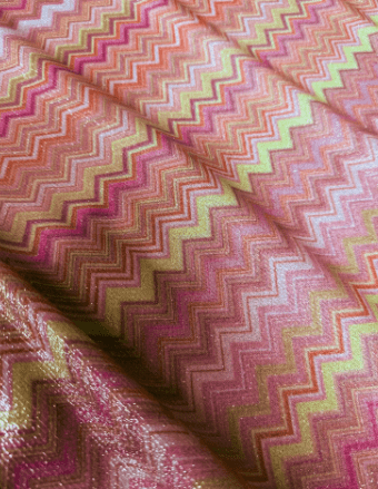 Pink Zigzag Knit Lurex Fabric by the Metre