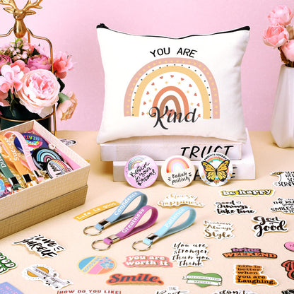 Pinkunn 68 Pcs Inspirational Gifts Bulk – Rainbow Bags & Accessories