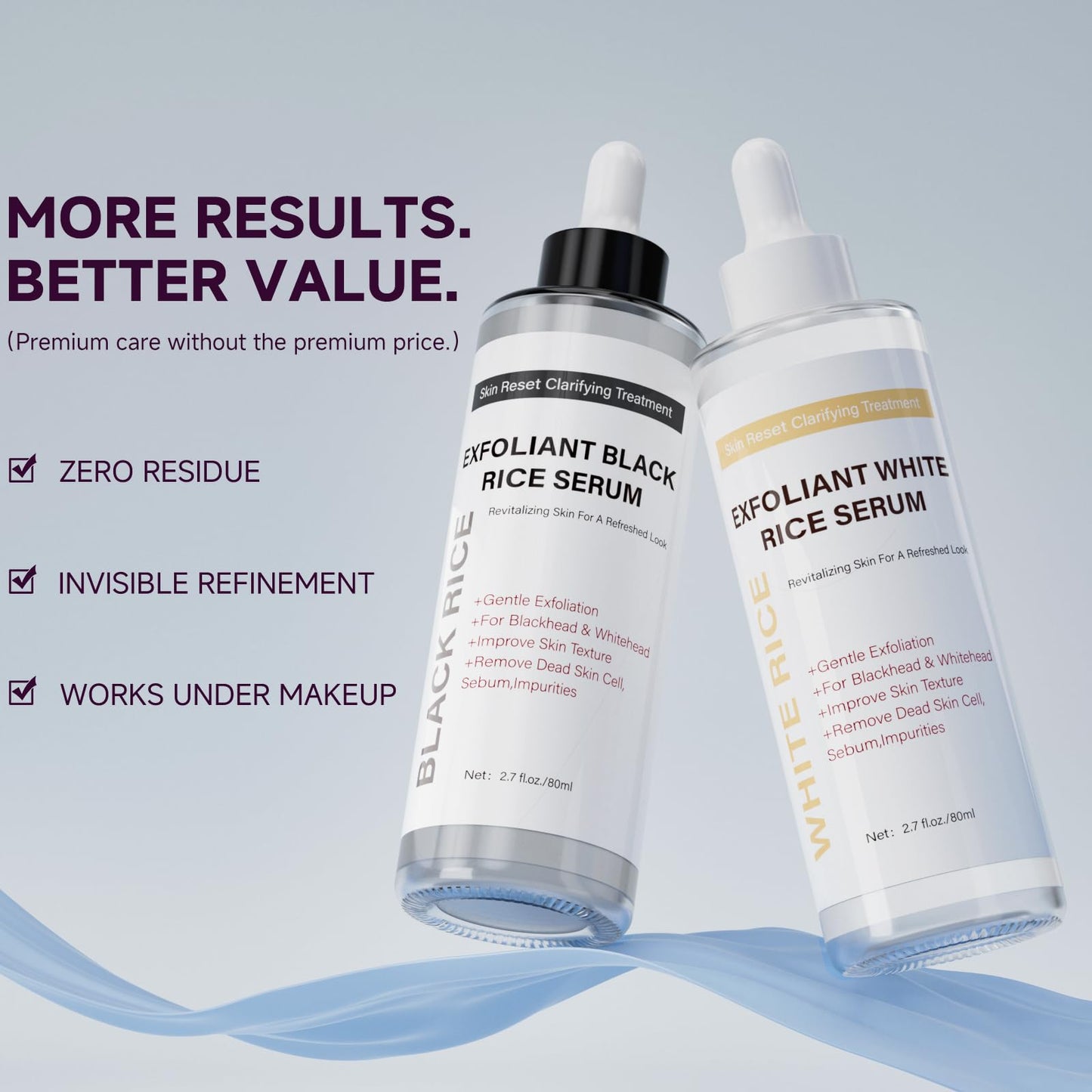 PIVETOS Glow Rice Exfoliant Duo - Gentle Face & Body Exfoliant Ampoule Set