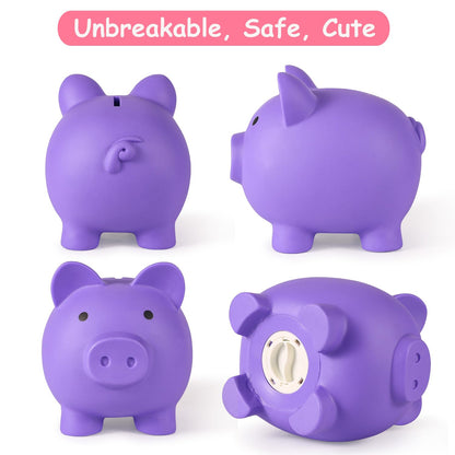PJDRLLC Piggy Bank – Unbreakable Plastic Money Box for Kids (Medium)