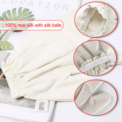 PJxtal Garshana Gloves – 100% Silk Dry Brushing & Ayurvedic Massage (2pcs)