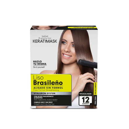 Placenta Life Keratimask Hair Brazilian Straightening Kit – Hyaluronic Acid & Keratin, Formaldehyde-Free