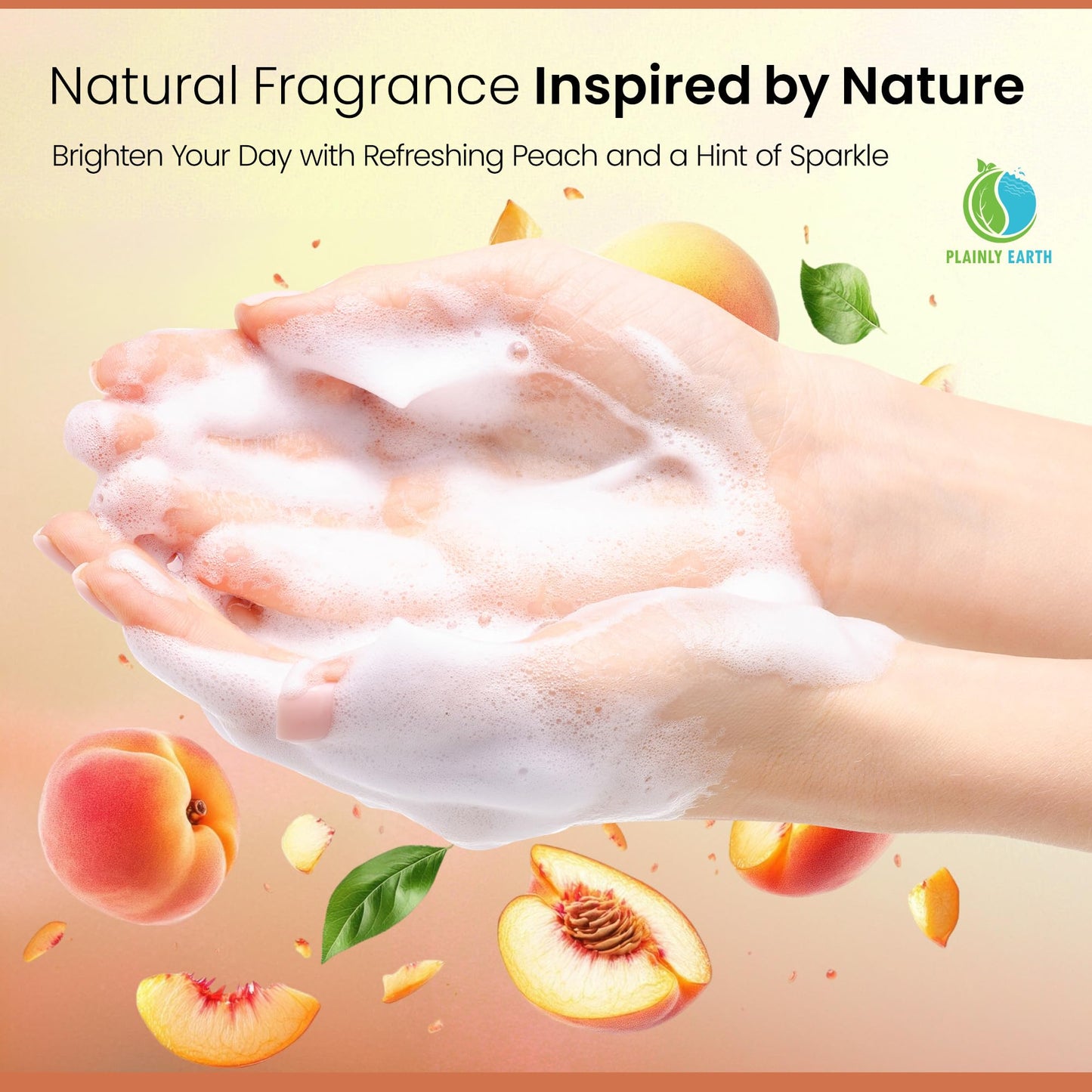 Plainly Earth Antimicrobial Hand Soap 64 oz – Peach Bellini Foaming Refill