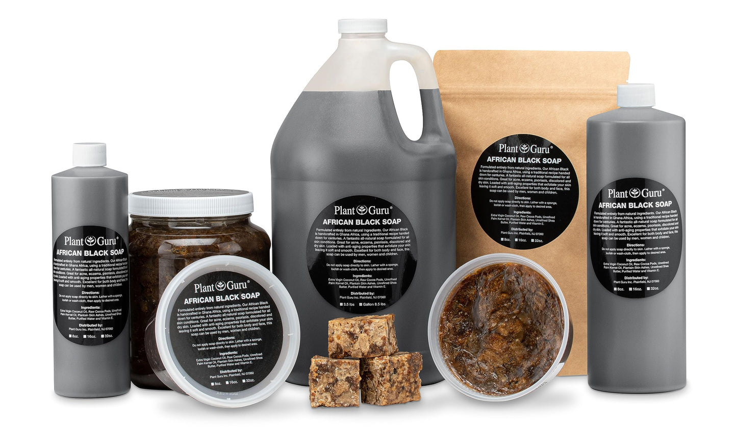 Plant Guru Raw African Black Soap – 10 lb Bulk Bars from Ghana | Natural Skin & Hair Cleanser