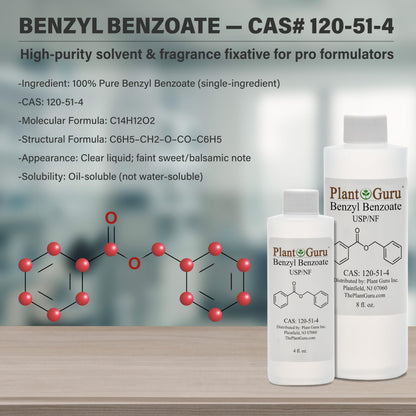 Plant Guru Benzyl Benzoate USP Grade Liquid 16 oz – Fragrance, Cosmetics & Hair Care