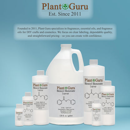 Plant Guru Benzyl Benzoate USP Grade Liquid 16 oz – Fragrance, Cosmetics & Hair Care