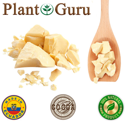 Plant Guru Raw Cocoa Butter 5 lbs Bulk | 100% Pure Arriba Nacional Cacao, Food Grade