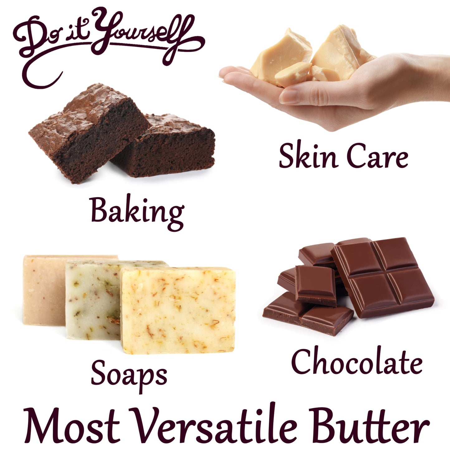 Plant Guru Raw Cocoa Butter 2 Lbs Bar — 100% Pure Arriba Nacional Cacao Bean, Food Grade