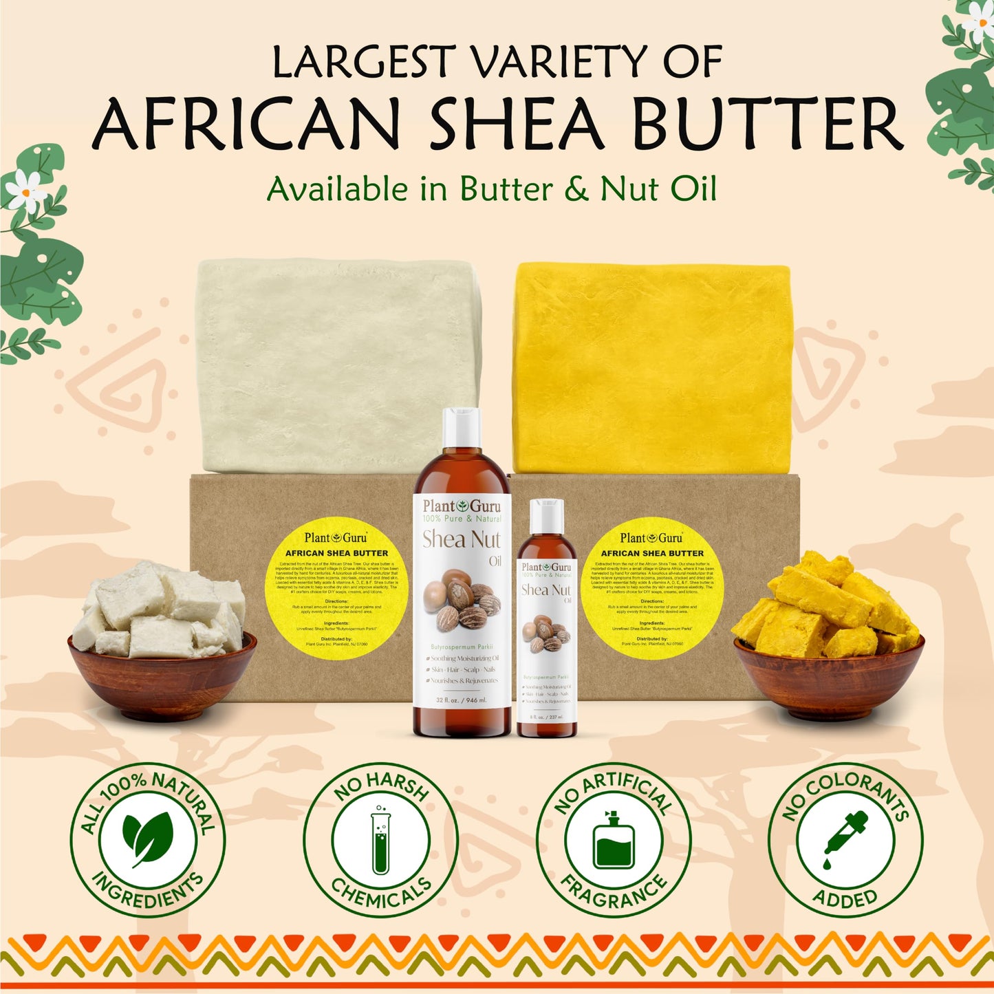 Plant Guru Raw African Shea Butter 3 lb Bulk – 100% Pure, Unrefined Yellow Grade A