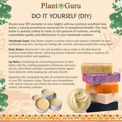 Plant Guru Raw African Shea Butter 16oz – 100% Pure Unrefined Ivory for Dry Skin, Hair & DIY