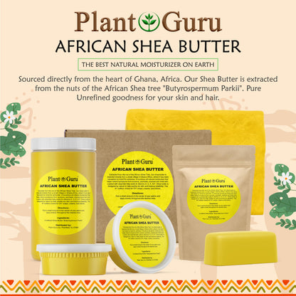 Plant Guru Raw African Shea Butter 16 oz – 100% Pure, Unrefined Yellow Shea Butter for Dry Skin, Hair & DIY Projects