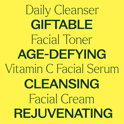 Plant Therapy Ready, Set, Glow: 4-Step Skin Care Set with Radiance Gel-Cream Cleanser, Rose & Witch Hazel Toner, Vitamin C Serum & Hydrating Cream