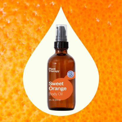 Plant Therapy Sweet Orange Body Oil 4 oz — Uplifting Scent, All-Natural Hydration