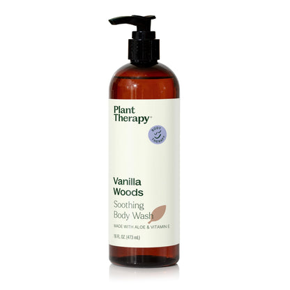 Plant Therapy Vanilla Woods Natural Body Wash 16 oz – Sulfate-Free Hydrating Cleanser for All Skin Types