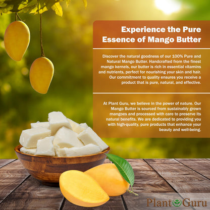 Plant Guru Raw Mango Butter 5 lbs Bulk – 100% Pure, Natural, Unrefined for Skin & Hair Care | DIY Soaps, Lotions, Creams