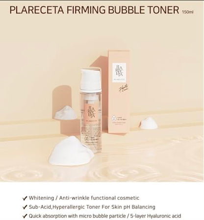 PLARECETA Firming Bubble Toner – Hydrating, Purifying Skin Balance (5.07 Fl Oz)