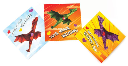 Playhouse Fold and Fly Dragons 28-Card Valentine Exchange Pack for Kids – Big 6x6 Cards & Envelopes