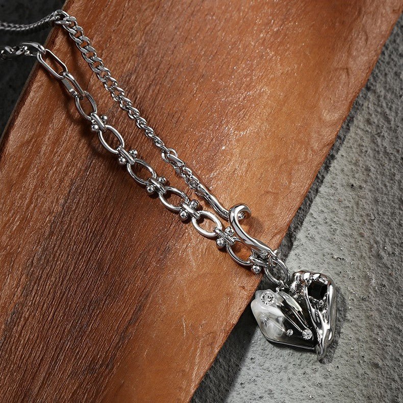 Pleated Heart Pendant Necklace