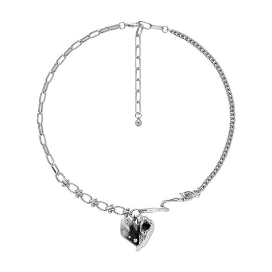 Pleated Heart Pendant Necklace