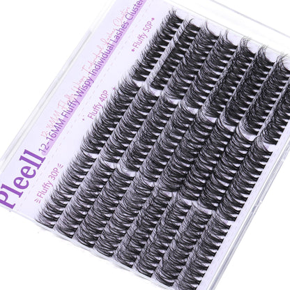 Pleell Wispy Lash Clusters 30D+40D+50D Natural Eyelash Clusters 12-16MM Fluff Eyelashes Cluster Eyelash Extensions 264 Pcs Individual Lashes Clusters D Curly Soft Reusable Diy Lash Extension by Pleell