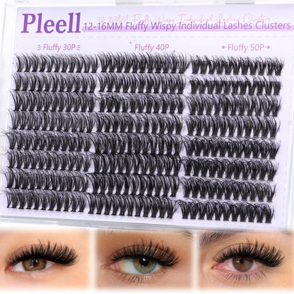 Pleell Wispy Lash Clusters 30D+40D+50D Natural Eyelash Clusters 12-16MM Fluff Eyelashes Cluster Eyelash Extensions 264 Pcs Individual Lashes Clusters D Curly Soft Reusable Diy Lash Extension by Pleell