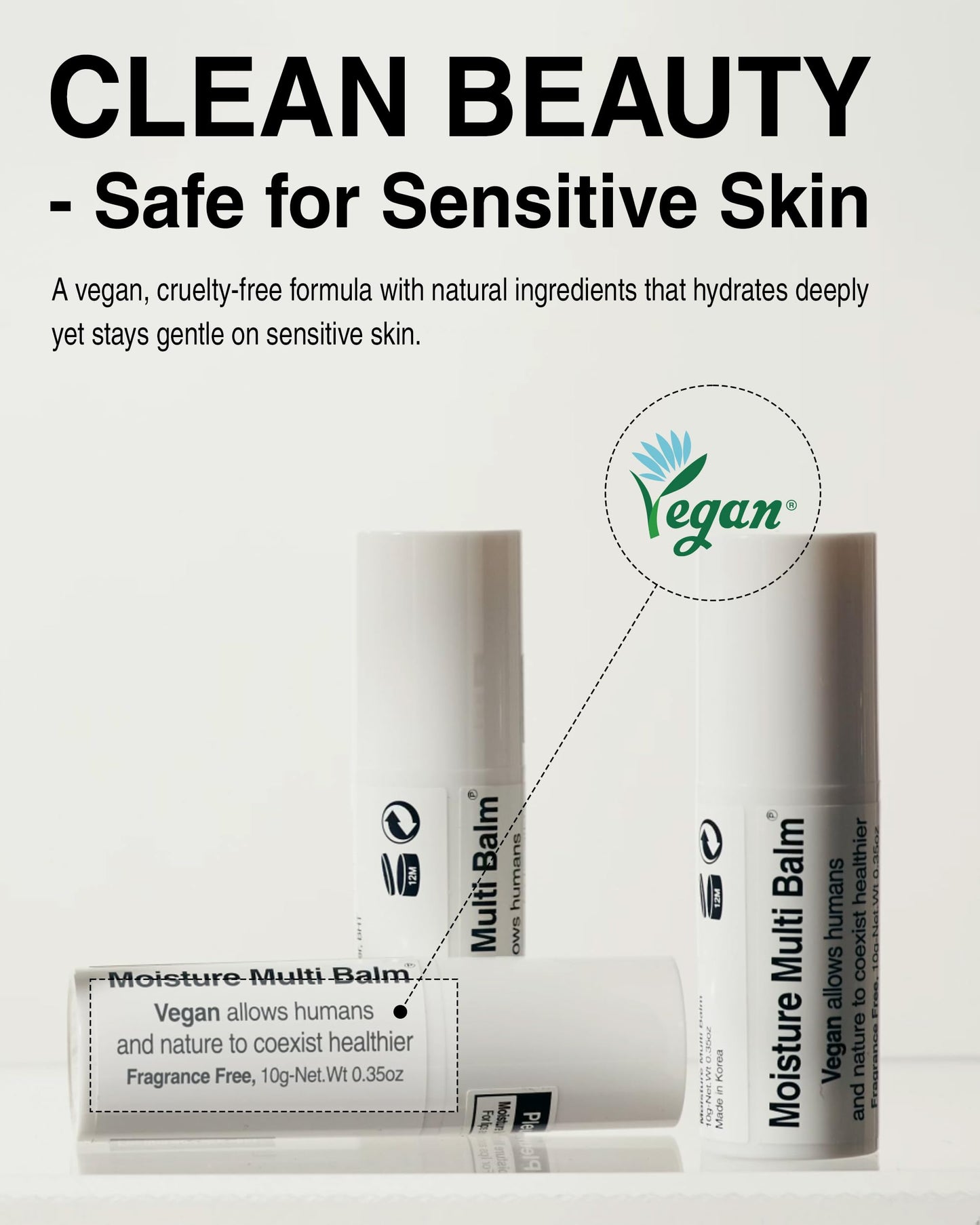 Pleuvoir Korean Moisture Multi Balm Fragrance-Free – Lip & Dry Skin Care with Sunflower Seed Oil & Shea Butter | Vegan K-Beauty 0.35oz