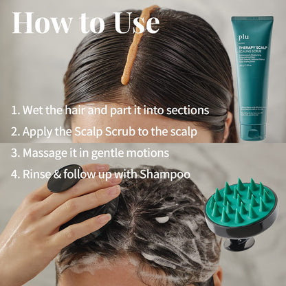 PLU Korean Therapy Scalp Scrub with Silicone Massager – Walnut Exfoliant for Oily Scalp & Dandruff
