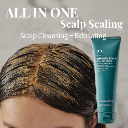 PLU Korean Therapy Scalp Scrub with Silicone Massager – Walnut Exfoliant for Oily Scalp & Dandruff
