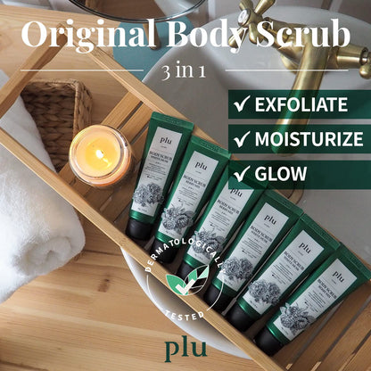 PLU Original Walnut Body Scrub Polish - White Musk, Exfoliating & Hydrating Glow (6.76 oz)