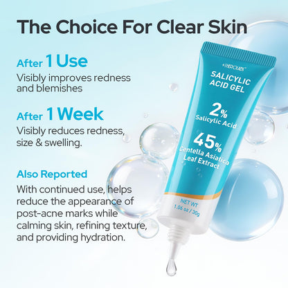 +1HEROLABS 2% Salicylic Acid Gel Serum — 45% Centella Asiatica, Pore Clarifying & Oil Balancing (Fragrance-Free)