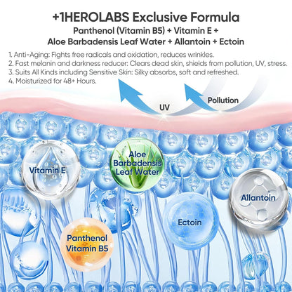 +1HEROLABS Hyaluronic Acid Serum with Vitamin C, B5, E & Niacinamide — Hydrating, Fragrance-Free