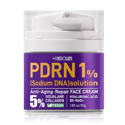 +1HEROLABS PDRN Anti-Aging Face Moisturizer Cream – 5% Squalane, 100% Pure Salmon PDRN, Hyaluronic Acid & B5