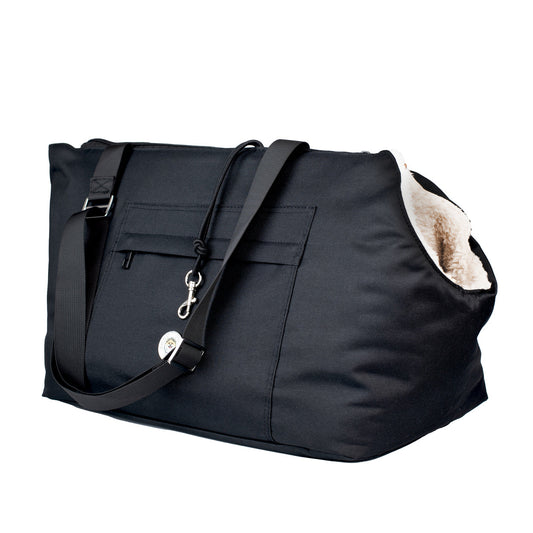 Soho Poms Compton Black & Cream Pet Carrier - Ideal for Dogs & Cats