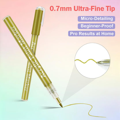 Ponhey 24 Colors Nail Art Pens Set – 0.7mm Quick-Dry Nail Markers for DIY Manicure