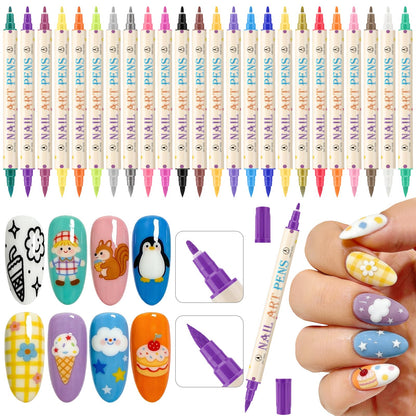 Ponhey 24 Colors Nail Art Pens Set - Quick-Drying Acrylic Markers for Nail Art & DIY Manicure