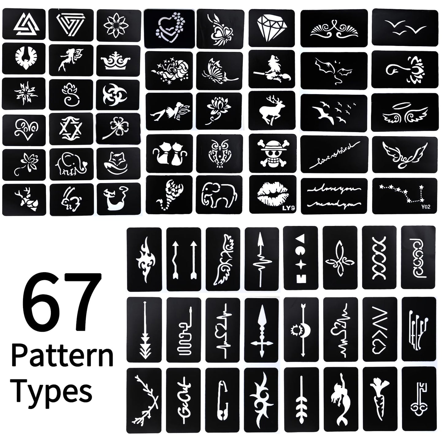 Ponhey Temporary Tattoo Markers Kit – 24 Colors, 67 Stencils, Dual-End Pens, Skin-Safe Body Art