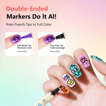 Ponhey 24 Colors Nail Art Pens Set - Quick-Drying Acrylic Markers for Nail Art & DIY Manicure