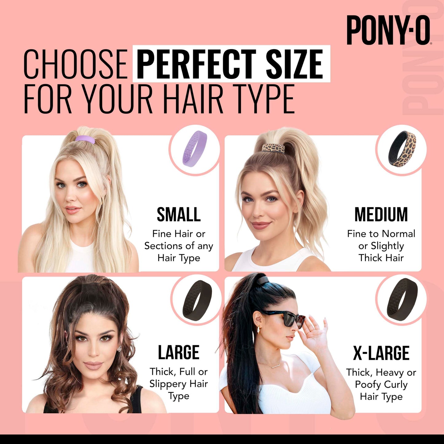PONY-O Bendable Hair Ties – 2 Small, Volumizing & Gentle (Brown & White)
