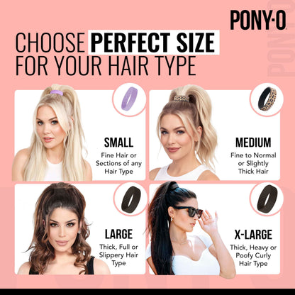 PONY-O Bendable Hair Ties – 2 Small, Volumizing & Gentle (Brown & White)