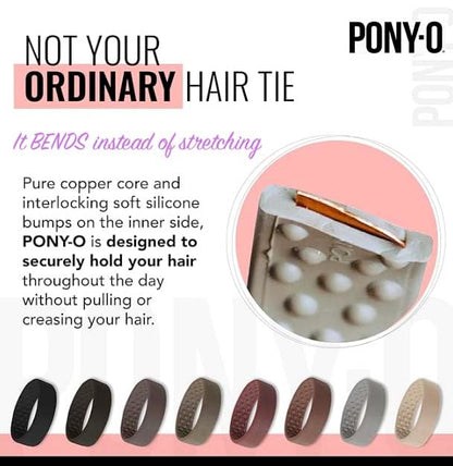 PONY-O Bendable Hair Ties – 2 Small, Volumizing & Gentle (Brown & White)