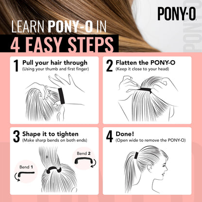 PONY-O 2 Large Bendable Hair Ties – Secure, Gentle Hold for Thick Hair (Copper Core)