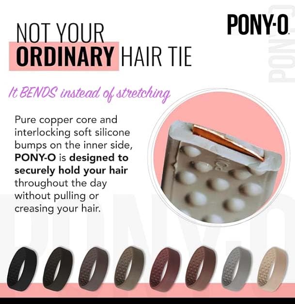 PONY-O 2 Large Bendable Hair Ties – Secure, Gentle Hold for Thick Hair (Copper Core)