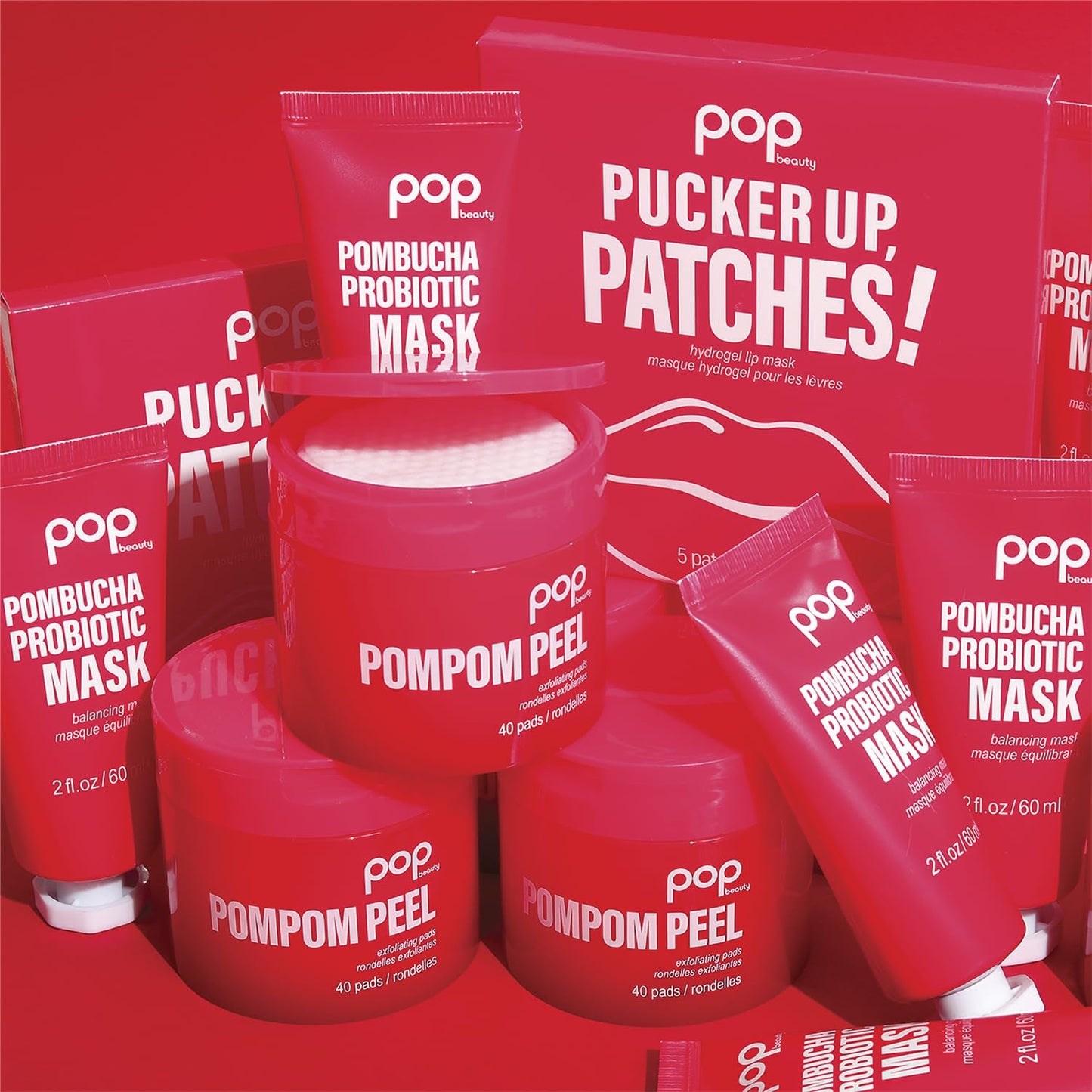 POP Beauty POMPOM PEEL – 40 Pre-Soaked Exfoliating Pads for Renewal, Purification & Brightening