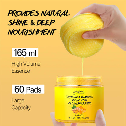 POP MODERN.C Turmeric Kojic Acid Cleansing Pads — 60 Pcs for Even Skin Tone, Vitamin C Exfoliating Pads