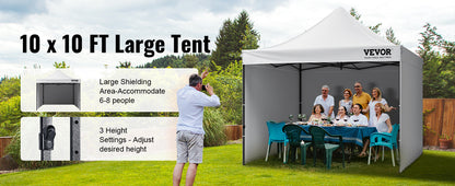 VEVOR 10x10 FT Pop up Canopy with Removable Sidewalls Portable Gazebo & Wheeled Bag  UV Resistant Waterproof Tent for Patio