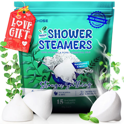 POPCHOSE Shower Steamers Aromatherapy – Eucalyptus Mint, Gift for Women & Men, Home Spa & Self-Care