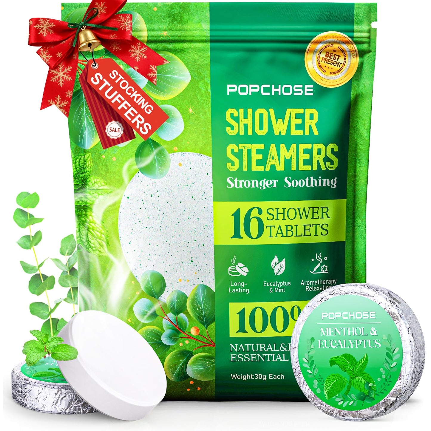 POPCHOSE Shower Steamers Aromatherapy 16 Pack – Eucalyptus, Home Spa & Self-Care