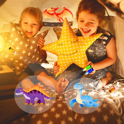 POPOOO 24Pcs Dinosaur LED Finger Lights – Glow-in-the-Dark Party Favors