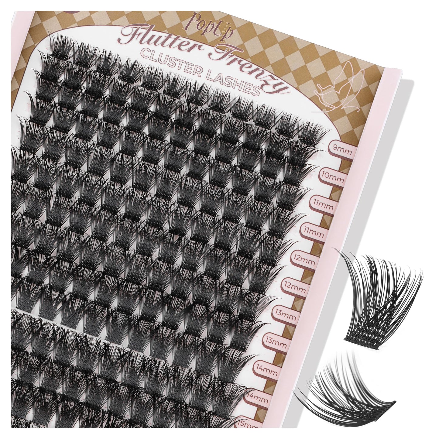 PopUp Cluster Lashes 168pcs Wispy Lashes – DIY D Curl Clusters 9-18mm Mix