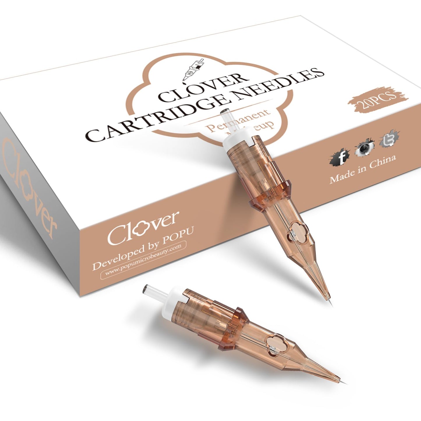 POPUPMU Clover Cartridges 3RL 0.25mm Bugpin – Long Taper Disposable Tattoo Needles